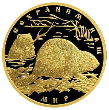100 рублей 2008 года «Сохраним наш мир. Речной бобр». PROOF