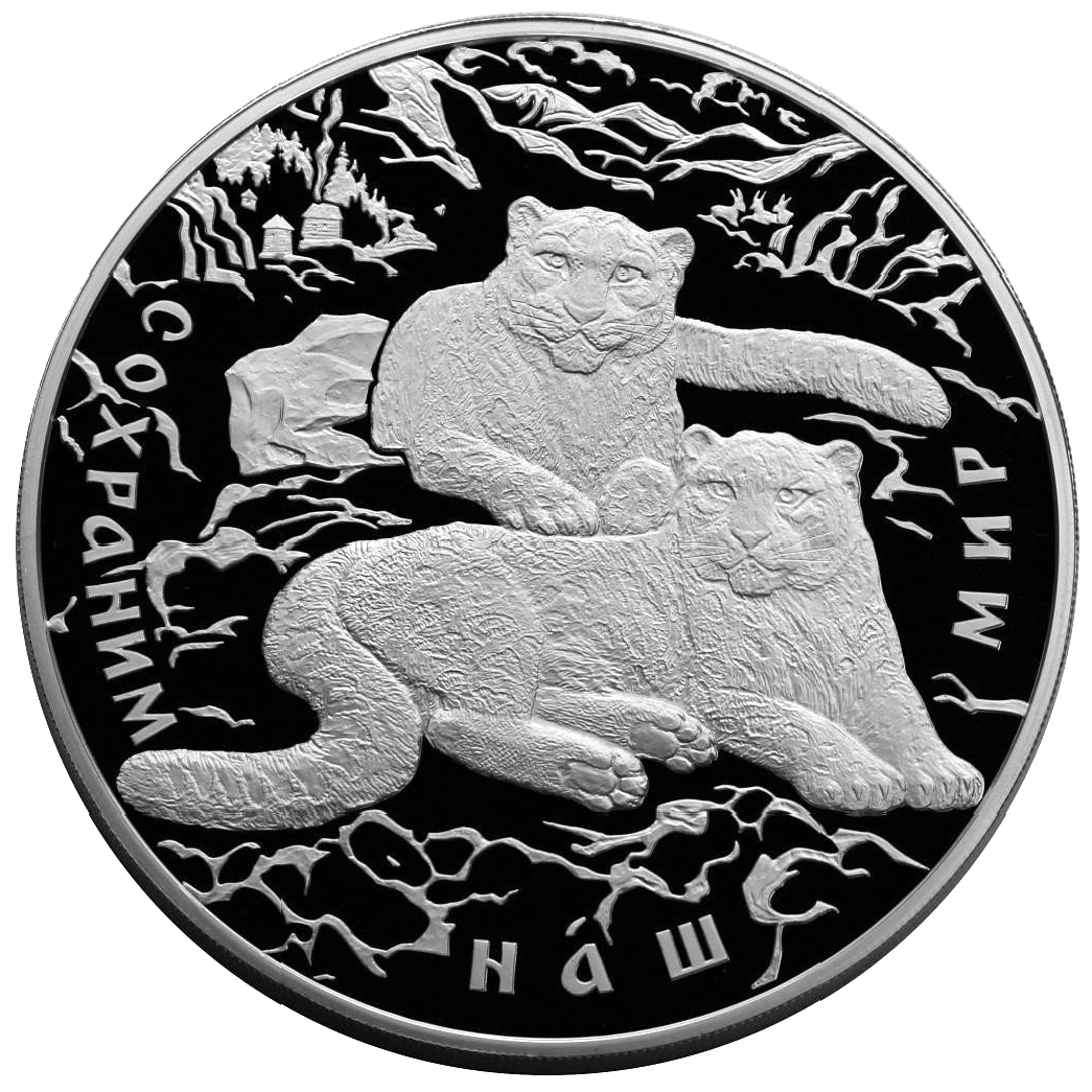 100 рублей 2000 года «Сохраним наш мир. Снежный барс» серебро Proof
