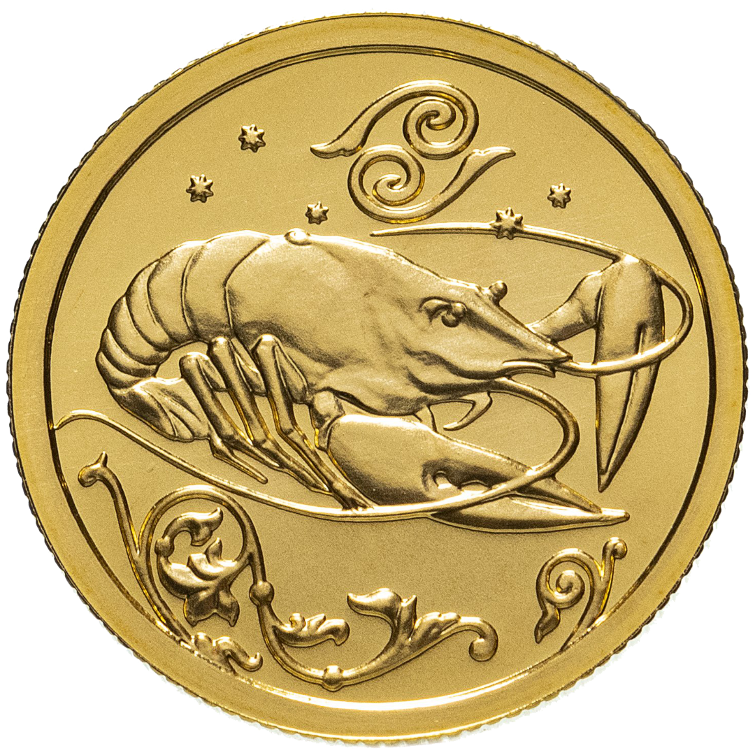 25 рублей 2005 года «Знаки Зодиака. Рак». Золото