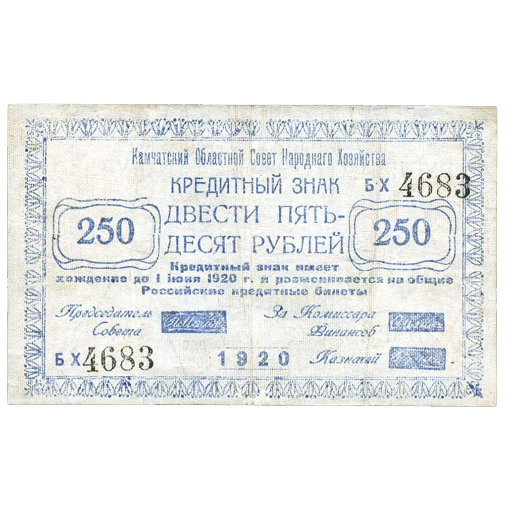 250 рублей 1920 года Камчатского обл. совета народного хозяйства
